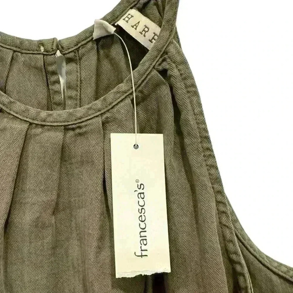 FRANCESCA HARPER NWT ARMY GREEN HALTER TANK WITH BUTTON KEY HOLE CLOSURE SMALL - Picture 3 of 12
